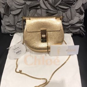 Chloe Golden Metallic Drew Shoulder Mini Bag